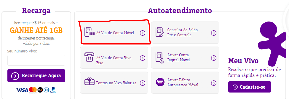 Fatura Vivo 2025- imprimir 2ª Via Conta atualizada